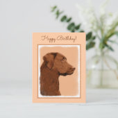 Labrador Retriever (Chocolade) schilderen - Dog Ar Briefkaart (Staand voorkant)