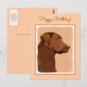 Labrador Retriever (Chocolade) schilderen - Dog Ar Briefkaart (Voorkant / Achterkant)