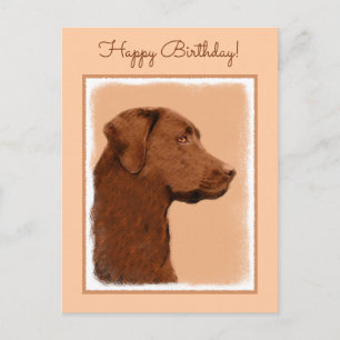 Labrador Retriever (Chocolade) schilderen - Dog Ar Briefkaart