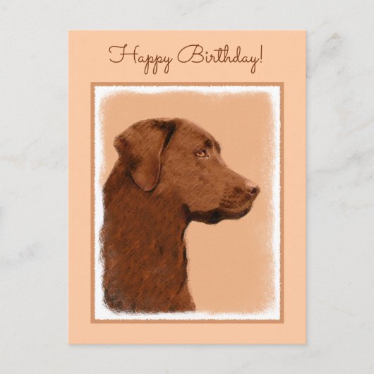 Labrador Retriever (Chocolade) schilderen - Dog Ar Briefkaart (Voorkant)