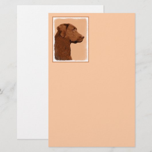 Labrador Retriever (Chocolade) schilderen - Dog Ar Briefpapier (Voorkant / Achterkant)