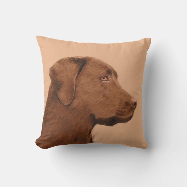 Labrador Retriever (Chocolade) schilderen - Dog Ar Buitenkussen (Voorkant)