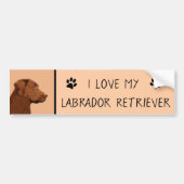 Labrador Retriever (Chocolade) schilderen - Dog Ar Bumpersticker (Voorkant)