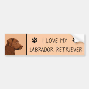 Labrador Retriever (Chocolade) schilderen - Dog Ar Bumpersticker