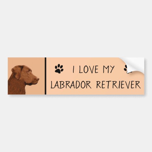 Labrador Retriever (Chocolade) schilderen - Dog Ar Bumpersticker (Voorkant)
