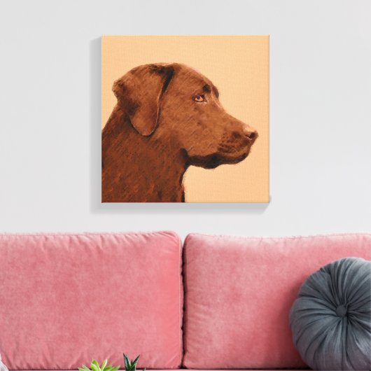 Labrador Retriever (Chocolade) schilderen - Dog Ar Canvas Afdruk (Insitu (Woonkamer))