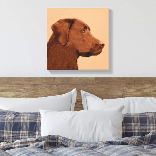 Labrador Retriever (Chocolade) schilderen - Dog Ar Canvas Afdruk (Insitu (Slaapkamer))