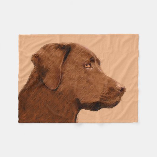 Labrador Retriever (Chocolade) schilderen - Dog Ar Fleece Deken (Voorkant (Horizontaal))