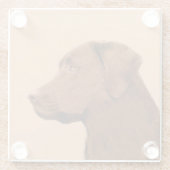 Labrador Retriever (Chocolade) schilderen - Dog Ar Glazen Onderzetter (Achterkant)