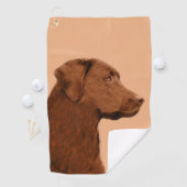 Labrador Retriever (Chocolade) schilderen - Dog Ar Golfhanddoek (Insitu)