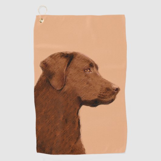 Labrador Retriever (Chocolade) schilderen - Dog Ar Golfhanddoek (Voorkant)
