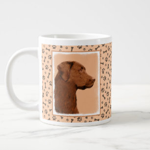 Labrador Retriever (Chocolade) schilderen - Dog Ar Grote Koffiekop