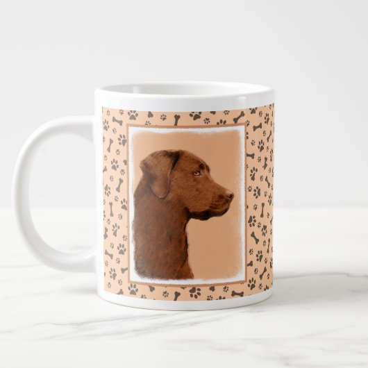 Labrador Retriever (Chocolade) schilderen - Dog Ar Grote Koffiekop (Links)