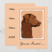 Labrador Retriever (Chocolade) schilderen - Dog Ar Kaart (Voorkant / Achterkant)