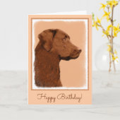 Labrador Retriever (Chocolade) schilderen - Dog Ar Kaart (Gele Bloem)