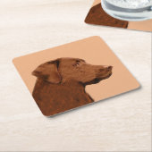 Labrador Retriever (Chocolade) schilderen - Dog Ar Kartonnen Onderzetters (Schuin)