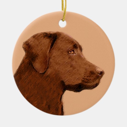 Labrador Retriever (Chocolade) schilderen - Dog Ar Keramisch Ornament (Voorkant)