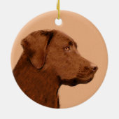 Labrador Retriever (Chocolade) schilderen - Dog Ar Keramisch Ornament (Achterkant)