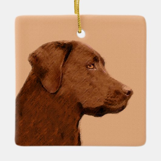 Labrador Retriever (Chocolade) schilderen - Dog Ar Keramisch Ornament (Voorkant)