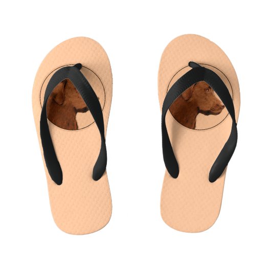 Labrador Retriever (Chocolade) schilderen - Dog Ar Kinder Teenslippers (Voetbed)