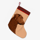 Labrador Retriever (Chocolade) schilderen - Dog Ar Kleine Kerstsok (Voorkant (Hangend))