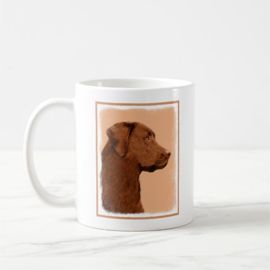 Labrador Retriever (Chocolade) schilderen - Dog Ar Koffiemok (Links)