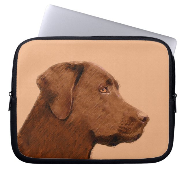 Labrador Retriever (Chocolade) schilderen - Dog Ar Laptop Sleeve (Voorkant)