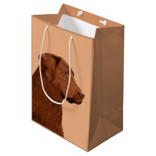 Labrador Retriever (Chocolade) schilderen - Dog Ar Medium Cadeauzakje (Voorkant Gekanteld)