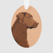 Labrador Retriever (Chocolade) schilderen - Dog Ar Ornament (achterkant)
