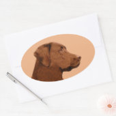 Labrador Retriever (Chocolade) schilderen - Dog Ar Ovale Sticker (Envelop)