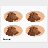 Labrador Retriever (Chocolade) schilderen - Dog Ar Ovale Sticker (Vel)