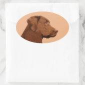 Labrador Retriever (Chocolade) schilderen - Dog Ar Ovale Sticker (Tas)