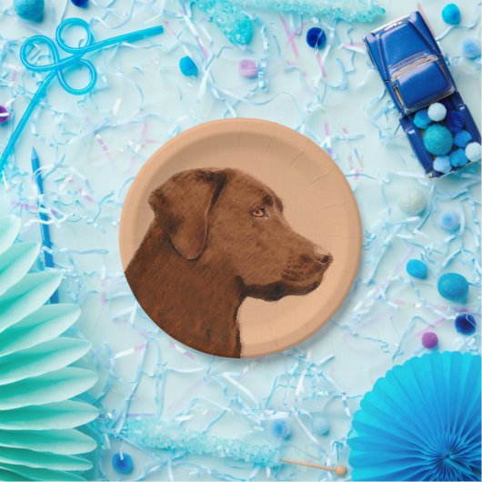 Labrador Retriever (Chocolade) schilderen - Dog Ar Papieren Bordje (Feest)
