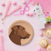 Labrador Retriever (Chocolade) schilderen - Dog Ar Papieren Bordje (Feest)