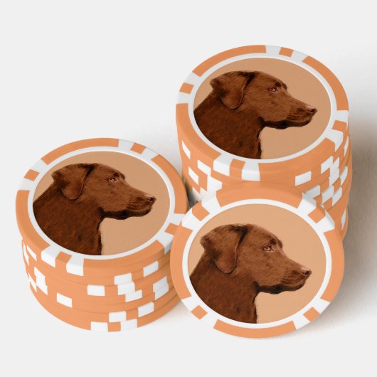 Labrador Retriever (Chocolade) schilderen - Dog Ar Poker Chips (Opstapeling)