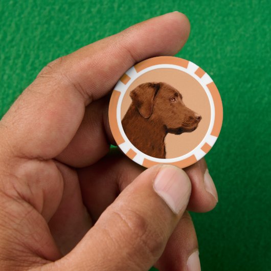 Labrador Retriever (Chocolade) schilderen - Dog Ar Poker Chips (Hand)