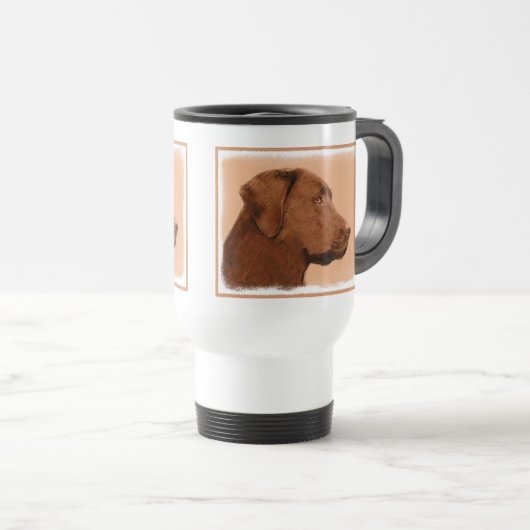 Labrador Retriever (Chocolade) schilderen - Dog Ar Reisbeker (Voorkant rechts)