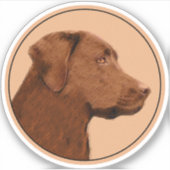 Labrador Retriever (Chocolade) schilderen - Dog Ar Sticker (Voorkant)
