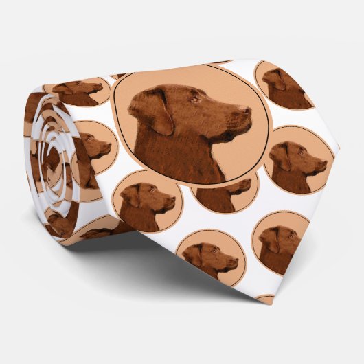 Labrador Retriever (Chocolade) schilderen - Dog Ar Stropdas (Opgerold)