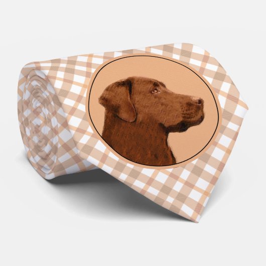 Labrador Retriever (Chocolade) schilderen - Dog Ar Stropdas (Opgerold)