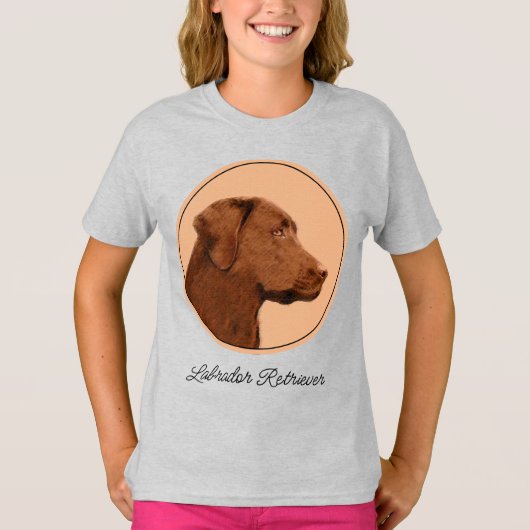 Labrador Retriever (Chocolade) schilderen - Dog Ar T-shirt (Voorkant)