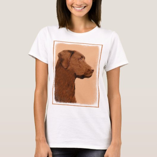 Labrador Retriever (Chocolade) schilderen - Dog Ar T-shirt (Voorkant)