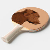 Labrador Retriever (Chocolade) schilderen - Dog Ar Tafeltennisbatje (Voorkant Gekanteld)