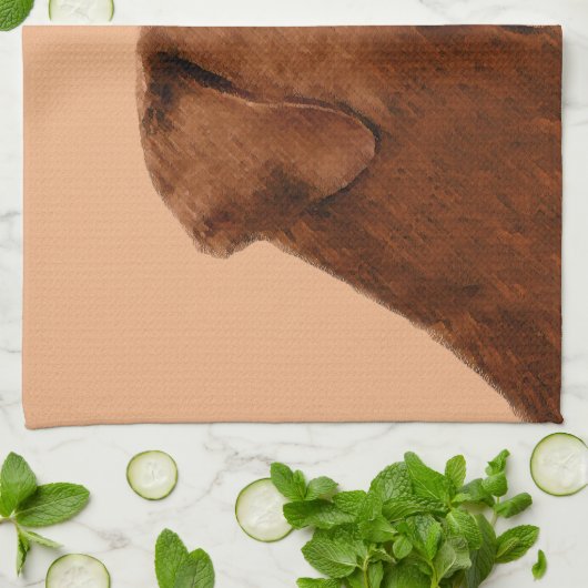 Labrador Retriever (Chocolade) schilderen - Dog Ar Theedoek (Gevouwen)