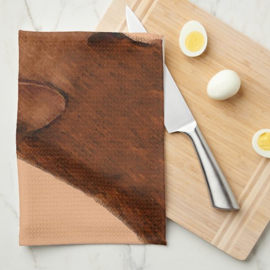 Labrador Retriever (Chocolade) schilderen - Dog Ar Theedoek (Quarter Fold)