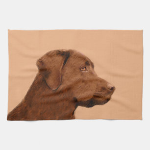 Labrador Retriever (Chocolade) schilderen - Dog Ar Theedoek