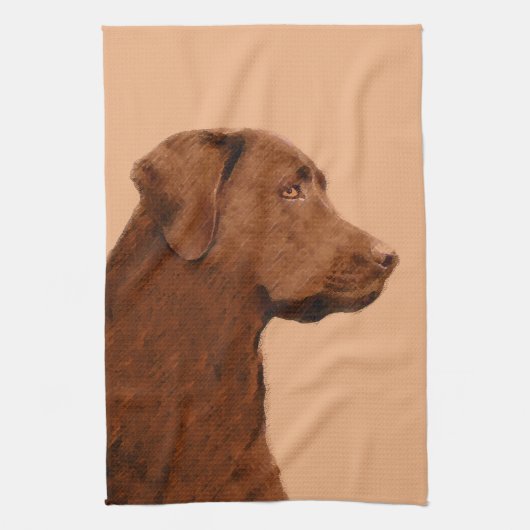 Labrador Retriever (Chocolade) schilderen - Dog Ar Theedoek (Verticaal)