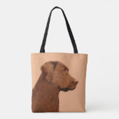 Labrador Retriever (Chocolade) schilderen - Dog Ar Tote Bag (Achterkant)