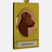 Labrador Retriever (Chocolade) schilderen - Dog Ar Verguld Banner Ornament (Rechts)