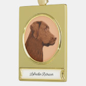 Labrador Retriever (Chocolade) schilderen - Dog Ar Verguld Banner Ornament (Links)